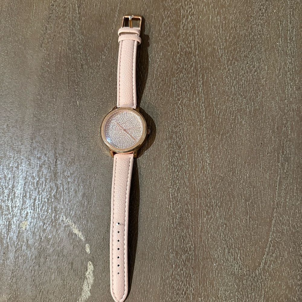 BKE Crystal Dial Pink Leather Strap Watch